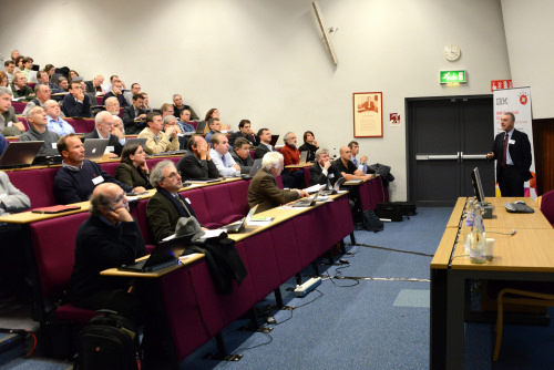 Prof Lucio presenting the plans for the high luminosity era of the LHC in the Tuesday morning plenary session.