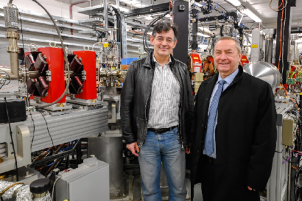 The Fermilab Director Nigel Lockyer (right) being accompanied on his tour of Daresbury Laboratory by the Cockcroft Institute Director Peter Ratoff