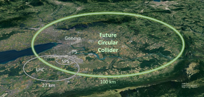 A schematic map showing where the Future Circular Collider tunnel is proposed to be located (Image: CERN).