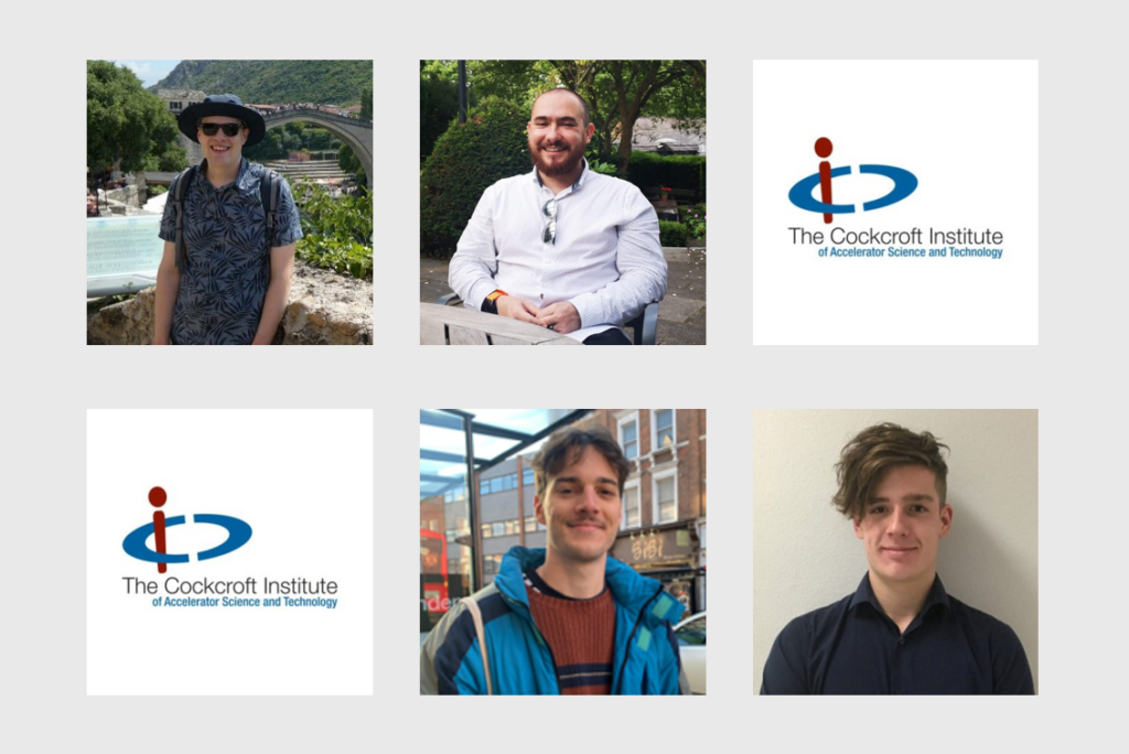 The PhD students and the Cockcroft Institute logo.