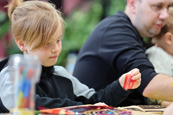 A child doing arts and crafts